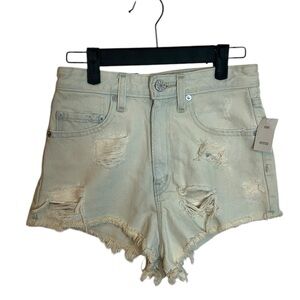 Nwt BDG Pale Blue Cheeky Super High Rise Distressed Denim Shorts